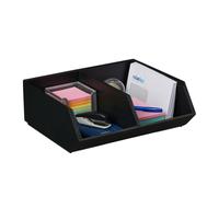 Relaxdays Bamboo Desk Organiser, Office & Home, 2 Compartments, Stackable, Multifunctional, 12.5 x 35 x 31cm, Anthracite, 12.5 x 35 x 31 cm