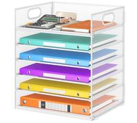 Desk Organizer and Office Accessories, 6 Tier Paper Letter Tray Organizer with Handle, Mesh Desktop Organiser for Office Supplies, Desk Tidy Organiser - White