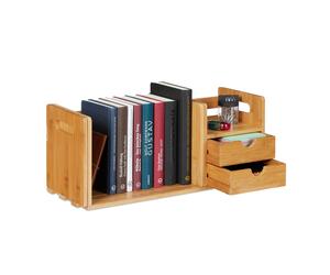 Desk organizer bamboo Expandable Bookshelf Natural Compact Bamboo Desk Storage