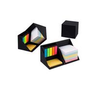 Desk organizer set with sticky notes, pen holder and cube box, 90x90mm (black) made of wood-free paper