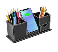 Desk Organizer with Fast Wireless Charger and Pen Holder, Qi Certified Charging Dock Stand Station for iPhone 16/15/15 Pro/14/14 Pro Max/14 Pro/14 Plus/13/13 Pro Max/13 Pro/and iPhone 12/11 Series.