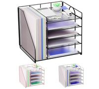 Desk Organizers, 5-Tier Paper Letter Tray Organizer with File Holder, Mesh File Organizer, Desktop Organizers and Storage for Desk Accessories Office Supplies, Black