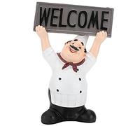 Desk Ornaments Chef Sculpture Raise Your Hands Welcome Resin France Cook Ornaments for Bakery Cafe Restaurant Bar, Gifts for Women Men Adults Friends