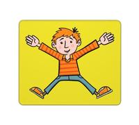 Desk Pad A Little Boy With Orange Hjumping For Joy Waterproof Mice Mat Wear Resistant Gaming Mousepad For Desk Home Laptop 25X30Cm