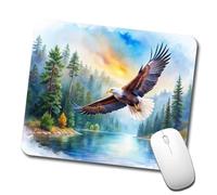 Desk Pad Bald Eagle Flying Lakeside Watercolor Mouse Pad Travel 25x30CM