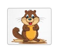 Desk Pad Cartoon Animated Beaver Stitched Edges Mouse Pad Improves Speed And Precision Mouse Mat For Laptop Office Home 25X30Cm