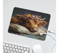 Desk Pad Colorful Cute Highland Cow With Stitched Edges Table Pad Durable Desk Mat For Laptop Travel Pc 10X12In