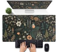 Desk Pad Dark Flowers Flower Plants Aesthetic Wildflowers Large Gaming Mouse Pad XXL Keyboard Mouse Pad Full Desk Mat Women Office Cover Mat 31.5 x 15.7 Inch