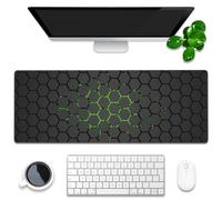 Desk Pad, Green Honeycomb Science Technology Extended Gaming Mouse Pad Large, 31.5"x11.8" Big Mouse Pad with Non-Slip Base and Stitched Edge, Long Computer Keyboard Mouse Mat for Home Office Work
