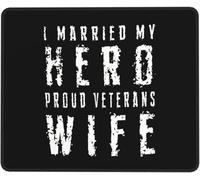 Desk Pad I Married My Hero Proud Veterans Wife Stitched Edges Gaming Mousepad Comfortable Mouse Mat For Office Work Home 25X30Cm