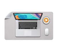 Desk Pad Large, Desk Mat, Extended Mouse Mat, Mouse Pad L, Desk Blotter, DOBAOJIA Laptop Pad Writing Pad for Office/Home, Dual-Side Use PU Leather Waterproof 23.6" X 13.8"(Light Gray/Silver)