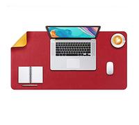 Desk Pad Large, Desk Mat, Extended Mouse Mat, Mouse Pad XL, Desk Blotter, DOBAOJIA Laptop Pad Writing Pad for Office/Home, Dual-Side Use PU Leather Waterproof 31.5" X 15.7" (Red/Yellow)