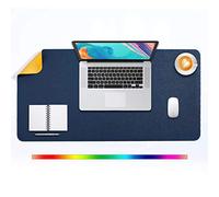 Desk Pad Large, Desk Mat, Extended Mouse Mat, Mouse Pad XL, Desk Blotter, DOBAOJIA Laptop Pad Writing Pad for Office/Home, Dual-Side Use PU Leather Waterproof 31.5" X 15.7" (Navy Blue/Yellow)