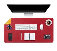 Desk Pad Large, Desk Mat, Extended Mouse Mat, Mouse Pad XXL, Desk Blotter, DOBAOJIA Laptop Pad Writing Pad for Office/Home, Dual-Side Use PU Leather Waterproof 35.4" X 16.9" (Red/Yellow)