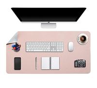 Desk Pad Large, Desk Mat, Extended Mouse Mat, Mouse Pad XXL, Desk Blotter, DOBAOJIA Laptop Pad Writing Pad for Office/Home, Dual-Side Use PU Leather Waterproof 35.4" X 16.9" (Pink/Silver)