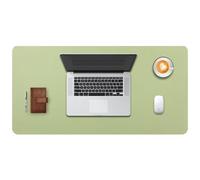 Desk Pad Large, DOBAOJIA Desk Mat, Laptop Mat, Writing Pad, Desk Blotter, Extended Mouse Mat, Large Mouse Pad for Office/Home, PU Leather Waterproof +Suede Non-Slip 27.5" X 13.8" (Light Green)