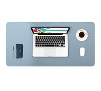 Desk Pad Large, DOBAOJIA Desk Mat, Laptop Mat, Writing Pad, Desk Blotter, Extended Mouse Mat, Large Mouse Pad for Office/Home, PU Leather Waterproof +Suede Non-Slip 27.5" X 13.8" (Grayish Blue)