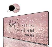 Desk Pad Mat Gaming Mouse Pads with Coasters, Office Desk Mat 31.5" ×15.7" Large Gaming Mouse Pad Durable Extended Computer Mouse Pad for Office & Home (Glitter Quote Bible Verse Psalm 46:5)