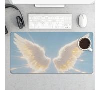 Desk Pad Protector 24x12 Inch Extended Angel Wings Keyboard Mouse Mat Non-Slip Rubber Base Smooth Surface Laptop Mat Deskmat Computer Desktop Pads for Gaming Home Office