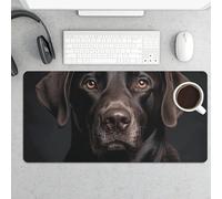 Desk Pad Protector 24x12 Inch Extended Black Lab Dog Keyboard Mouse Mat Non-Slip Rubber Base Smooth Surface Laptop Mat Deskmat Computer Desktop Pads for Gaming Home Office