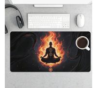 Desk Pad Protector 24x12 Inch Extended Blacklight Seven Chakra Yoga Meditation Keyboard Mouse Mat Non-Slip Rubber Base Smooth Surface Laptop Mat Deskmat Computer Desktop Pads for Gaming Home Office