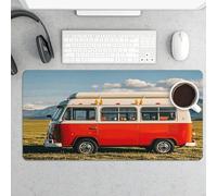 Desk Pad Protector 24x12 Inch Extended Happy Bus Camper Keyboard Mouse Mat Non-Slip Rubber Base Smooth Surface Laptop Mat Deskmat Computer Desktop Pads for Gaming Home Office