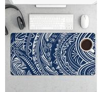 Desk Pad Protector 24x12 Inch Extended Polynesian Maori Tribal Keyboard Mouse Mat Non-Slip Rubber Base Smooth Surface Laptop Mat Deskmat Computer Desktop Pads for Gaming Home Office
