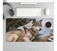 Desk Pad Protector 24x12 Inch Extended Snow Wild Wolf Keyboard Mouse Mat Non-Slip Rubber Base Smooth Surface Laptop Mat Deskmat Computer Desktop Pads for Gaming Home Office