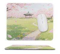 Desk Pad Protector A Park with Cherry Blossoms in Full Bloom Waterproof Desk Writing Pad with Anti-fray Stitching Non-Slip Rubber Bottom Computer Mouse Pad for Wireless Mouse Office and Home