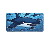 Desk Pad Protector Blue Killer Whale Desk Mat Office Mat Gaming Mouse Pad with Stitched Edges for PC Laptop Desk Home Office