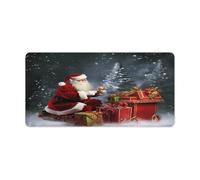 Desk Pad Protector Merry Christmas Santa's Gift Desk Mat Office Mat Gaming Mouse Pad with Stitched Edges for PC Laptop Desk Home Office