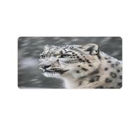 Desk Pad Protector Snow Leopard Desk Mat Office Mat Gaming Mouse Pad with Stitched Edges for PC Laptop Desk Home Office