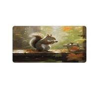 Desk Pad Protector Squirrel Eats Nuts Desk Mat Office Mat Gaming Mouse Pad with Stitched Edges for PC Laptop Desk Home Office