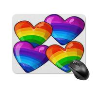 Desk Pad Rainbow Colored Gay Pride Hearts Stitched Edges Mice Mat Anti-Slip Rubber Base Gaming Mousepad For Laptop Office Computer 25X30Cm