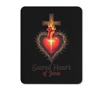 Desk Pad Sacred Heart Of Jesus Cross Improves Speed And Precision Mouse Pad Stitched Edges Mouse Mat For Home Office Laptop 25X30Cm