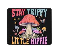 Desk Pad Stay Trippy Little Mushroom Quotes Stitched Edges Gaming Mousepad Anti-Slip Rubber Base Mouse Mat For Pc Home Computer 25X30Cm