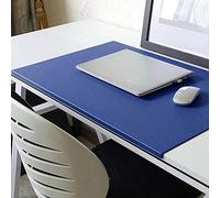 Desk Pad with Fixation Lip, Edge Protector Large Mouse Pad, PU Leather Waterproof Writing Mat, Anti-Scratch Non-Slip Laptop PC Table Protector,70x40cm,Dark Blue