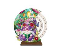 Desk Perpetual Calendar - Manual Rotating Wood Block Desk Stand, Handmade Rhinestone Style, Date Display Reusable Decorative Ornament | Dorm Room Guest Apartment