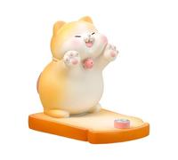 Desk Phone Stand - Cute Cat Figurine Smartphone Holder, Decorative Tablet Accessories Video Calls And Meetings, Heavy Duty Non-Slip Animal Statue; Aesthetic Decor For Office Study And Bedroom