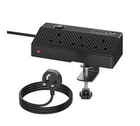 Desk Power Socket with USB C Slots, HAFINO PD 20W Fast Charging Power Station, 2M Desk Extension Lead with USB Slots with Removable Clamp, Desktop Power Strip for Home Office Accessories, Black