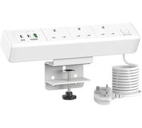 Desk Power Station 3 x UK Mains Sockets + 3 x High Power Fast Charging USB Sockets 65W+45W (White)