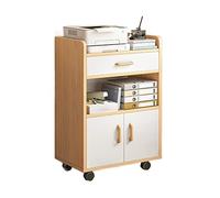 Desk Printer Stand with Storage Cabinet and Wheels Compact Desktop Shelf for Small Spaces Adjustable Height Bookshelf and Locker with Door Portable Floor to Ceiling Organizer Stand