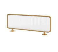 Desk privacy panel，Elegant Gold Iron Art Desk Partition - 140x30cm Tempered Glass Divider for Restaurants & Hotels, Modern Privacy Solution for Workspaces and Contemporary Interiors