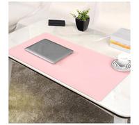 Desk protector with non-slip base; extra-large, stain-resistant and waterproof leather mouse mat; splash-proof and durable design,Pink,70×35 cm