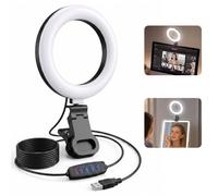 Desk Ring Light for Computer - Webcam Light for Monitor Clip On Remote Working Distance Learning Zoom Call Self Broadcasting and Live Streaming Influencer Light Laptop Video Conferencing