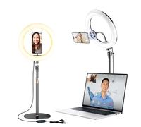 Desk Ring Light with Magnetic Phone Stand for Zoom Meetings, Ring Lights for Video Recording, 10" Laptop Light for Video Conferencing, Home Office, Streaming, YouTube, Webcam, Camera