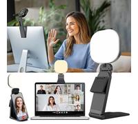 Desk Ring Light with Stand, Laptop Selfie Ring Light with Stand, Rechargable 2000mAh, Laptop Light for Video Calls, Computer Light for Zoom, 5 Modes 5 Brightness Level for Webcam Light，black