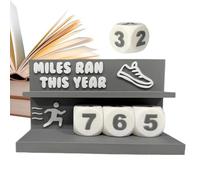 Desk Run Tracker, Miles Ran This Year Counter, Fitness Goal Tracker with Rotating Number Cubes, Running Mileage Counter Desktop Display for Running Training, Steps, Walking & Cycling Distance