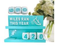 Desk Run Tracker with Rotating Number Cubes - Mileage Counter for Running, Walking & Cycling, Desktop Fitness Goal Tracker for Steps, Distance & Training