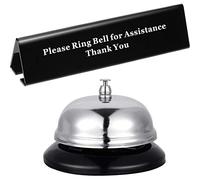 Desk Service Dinner Bell Metal Construction call Bell and double-side No Receptionist Sign, Please Ring Bell Sign for Service Assistance for Hotels, Schools, Restaurants, Reception Areas, Hospitals